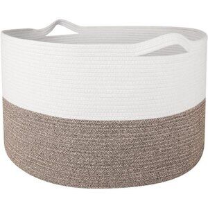 Storage Basket Large Cotton Rope Basket 21.7"x 21.7" x 13.8" Baby Laundry Basket